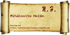 Mihálovits Helén névjegykártya